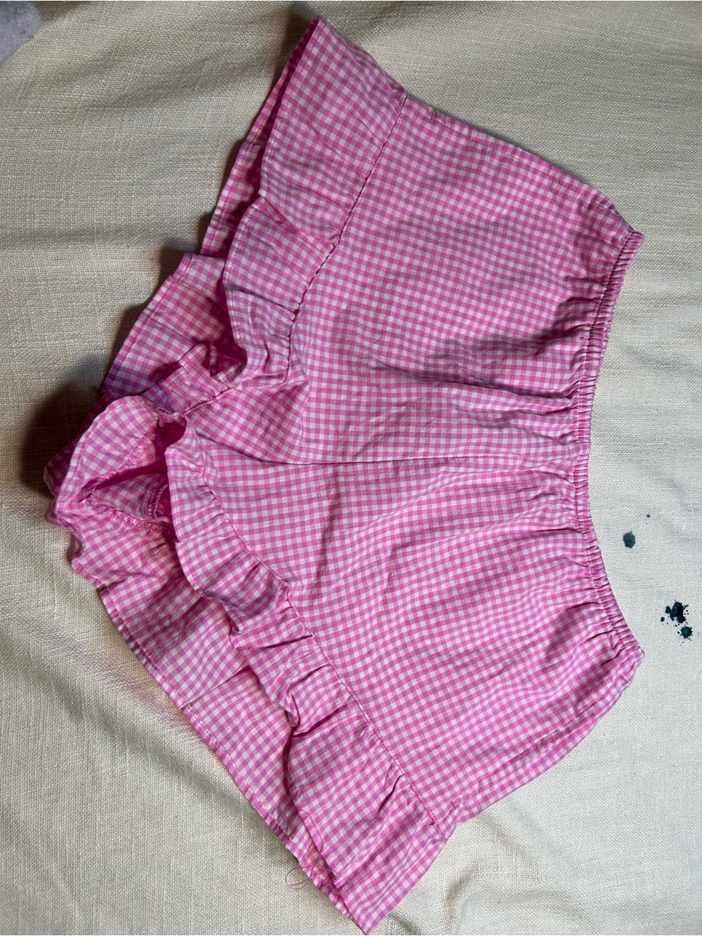 Auden Pink Gingham Ruffle High-Waist Women’s Shorts